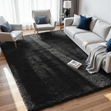 9x12 Fluffy Shag Area Rugs for Living Room Bedroom: Soft Plush Carpet Black