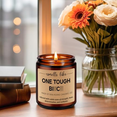 LEADO Scented Candles - Breast Cancer Survivor Gifts for Woman - Chemo Comfort Items, Cancer Care Gifts for Women - Funny Mastectomy, Cheer Up, Surgery Recovery Present for Chemo Patients, Mom