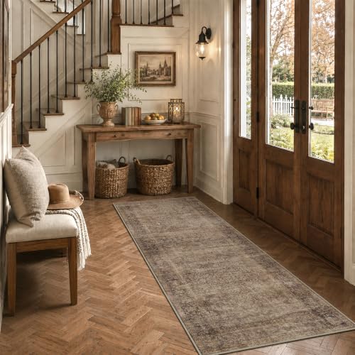 HelloTree 2.6x8 Vintage Washable Hallway Runner Rug, Non-Slip Floor Mat