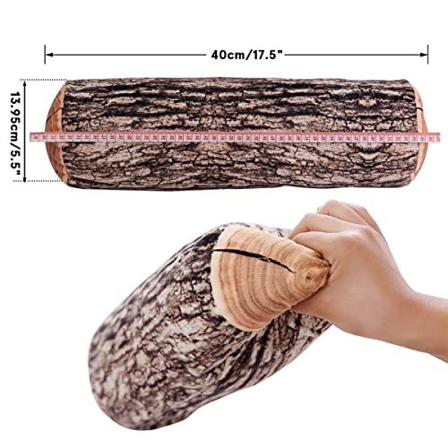 Winter Flower Tree Stump Pillow, Wood Log Throw Pillow for Couch - 3D Digital Print Decorative Cylinder Cushion for Sofa, Living Room, Home Decor（1 Pack