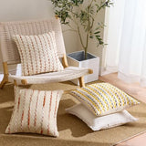 Boho Decorative Throw Pillow Covers Rust Stripe 18x18 Inch Set of 2
