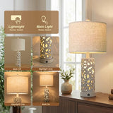 Bedside Table Lamps Set of 2 with USB & Night Light, 22'' Farmhouse Bedroom Lamps for Nightstand, Vintage Table Lamps for Bedroom Living Room Home Offce (Bulb Included)