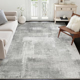 Washable Area Rug 5x7, Modern Abstract Carpet for Bedroom Grey