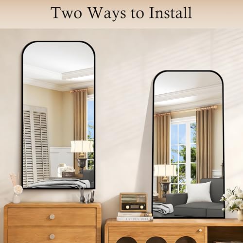 COFENY Bathroom Mirror, 18x36 inch Black Rectangle Wall Mounted Mirror with Thin Frame, Bathroom Vanity Mirrors for Over Sink, Entryway, Living Room, Bedroom