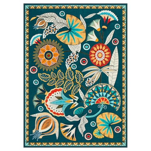 Joydeco Egypt Floral 3x5 Entryway Rug, Washable Boho Hallway Kitchen Rug