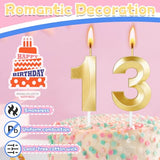 13 Birthday Candle,13th Birthday Decorations for Girls Boys,Gold Numbers Candles for Teen Girls,Thirteen Candles Cake Topper Party Favors