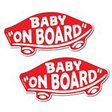 Baby On Board Sticker for Cars, Trucks, Vans [2-Pack] Baby On Board Signs, Safety Sign Decal for Kids, Heavy-Duty Waterproof Bumper Sticker | Cute Baby Shower Registry Gift (Stickers - Red)