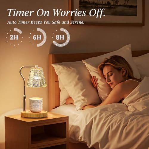 Candle Warmer Lamp with Timer Dimmable Gifts for Women, Adjustable Height Wax Warmer Lamp for Scented Candles, House Warming Gifts for New Home Modern Farmhouse Decor