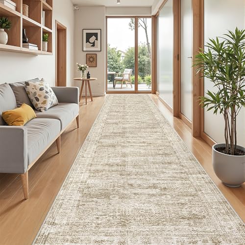 3x16 Runner Rug Non Slip,Washable Hallway Runner Rug,Brown