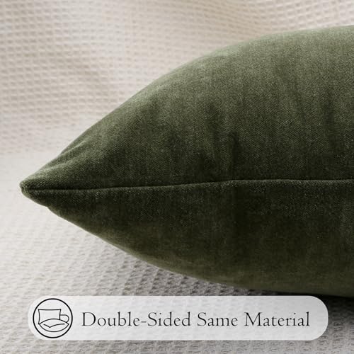 JoraLion Chenille Lumbar Pillow Covers 14x36 inch, Moss Green Spring Decorative Pillow Covers, Farmhouse Solid Dyed Soft Chenille Cushion Case for Couch Sofa Bed Living Room, Pack of 1(Cover ONLY)