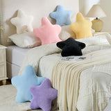 CANGHI Yellow Star Pillow 15.7" Faux Rabbit Fur Throw | Super soft plush decorative cushion, celestial shaped decor for couch, bed and living room. Cozy.