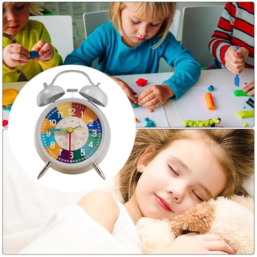 Childrens Analog Alarm Clock, Quiet Non Ticking Time Learning Clocks with Backlight Feature, Vibrant Educational Clock for Kids Room and Nursery, Ideal Early Learning Gift for Boys and Girls