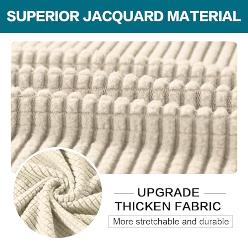 Turquoize 2 Piece Chair Covers for Living Room Armchair Couch Cover with Individual Cushion Covers Furniture Cover for Chairs (Chair,BiscottiBeige)
