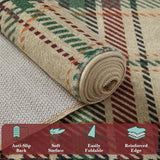 Green Christmas Rug 2x3, Washable Rug for Entryway, Checkered Plaid