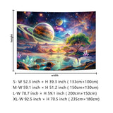 Lahasbja Blacklight Galaxy Space Tapestry UV Reactive Planet Wall Hanging Magical Trees Tapestries Cosmic Mountain Landscape Wall Decor Aesthetic Starry Night Backdrop for Bedroom
