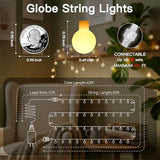 suddus String Lights for Bedroom, 33ft 100 Led Connectable Globe String Lights Indoor, Hanging Fairy Lights Plug in with Remote for Classroom, Room, Dorm, Outdoor, Christmas Tree Decor, Warm White