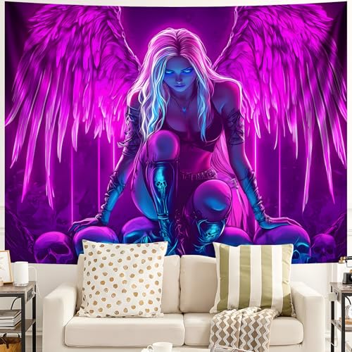 BVBOX Blacklight Tapestry,WingTapestry Glow In The Dark,UV Reactive Black Light Upright Posters Wall Hanging for Bedroom Dorm Living Room Backdrop Decor (wing8, 79L x 59W)