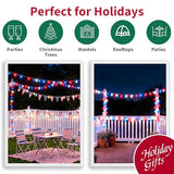 LAMPHOME Red White and Blue Patriotic Mini String Lights, 31.9FT 150 Incandescent Lights, Connectable 120V Waterproof Green Wire, 4th of July Independence Day Decor for Indoor Outdoor Christmas Party