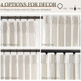 Joywell Linen Pinch Pleated Curtains 84 Inches Long 2 Panels | Thick Living Room Bedroom Drapes, Light Filtering Semi Sheer, Natural Cream Ivory Beige Birch, Boho Back Tab, with Clip Rings