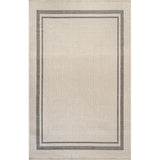 Beverly Rug Easy Jute Bordered Rug 10x14 Washable Large Indoor Outdoor Area Rugs for Living Dining Room Patio Office Stain Resistant Non Shedding Casual Indoor Outside Carpet 10 x 14 Off-White