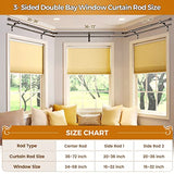 HOTOZON 1 Inch Heavy Duty Double Bay Window Curtain Rods,36-72 Inch Center Rod for Window (24 to 68 Inch), 20-36 Inch Side Rods for windows (16-32 Inch), Antique Bronze, End Cap Finials