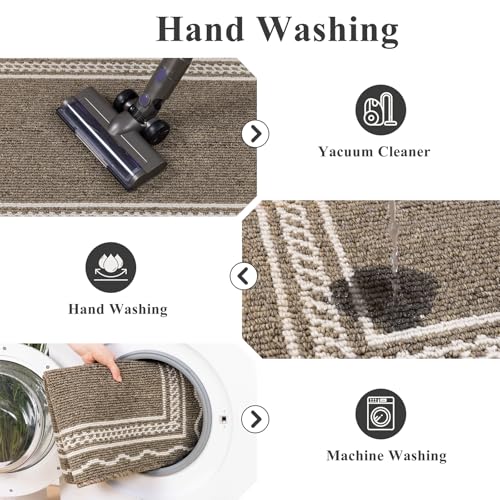 Indoor Door Mat 2x3ft, Absorbent Dog Muddy Paws Mats, Low-Profile Entrance Small Runner Carpet with Non-Slip Rubber Backing, Washable Inside Welcome Mat for Hallway,Entryway,Kitchen (Brown)
