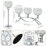 Crystal Tealight Candle Holder Centerpiece Home Decorative Candlestick Holder Elegant Table Centerpiece Home Decor Wedding Party Anniversary (Silver, Set of 3)