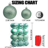 Lulu Home Christmas Ball Ornaments, 24 Ct 2.36" Pre-Strung Hanging Ornament Decorations, Xmas Shatterproof Plastic Balls for Holiday Party Wreath Garlands Trees, Light Green