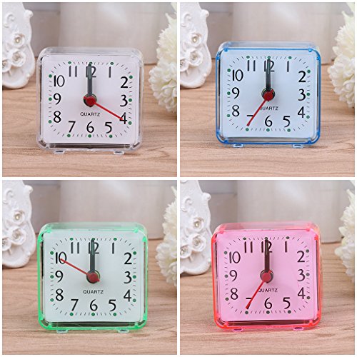 Mini Square Alarm Clock Mute Analog Non Ticking Battery Operated Clocks for Children Boys Girls Birthday Gift Attachment Natural Light Alarm Clock