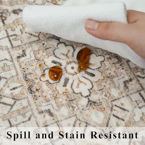 Washable 3x10 Hallway Kitchen Runner Rug Non-Slip Neutral Beside Carpet