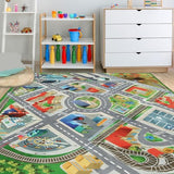 Large Kids Carpet Play Mat Rug for Playroom, 60'' x 84'’ Car Rugs Mat for Kids Toy Cars, City Life with Road Traffic Playmat Rugs Great for Kids Bedroom Play Room Boy Room Decor, Grey