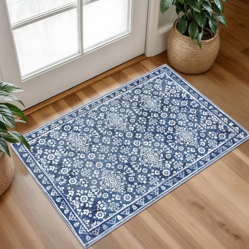 Vintage Washable Entryway Rug 2x3 Small Area Rug Non Slip Door Mat