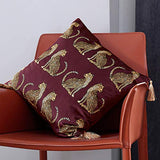 Lumbar Decorative Throw Pillow Cover with Tassels Leopard Pattern Cushion Cover Luxury Style Soft Velvet Pillowcase for Sofa Couch Bedroom (18"x18",Wine Red)