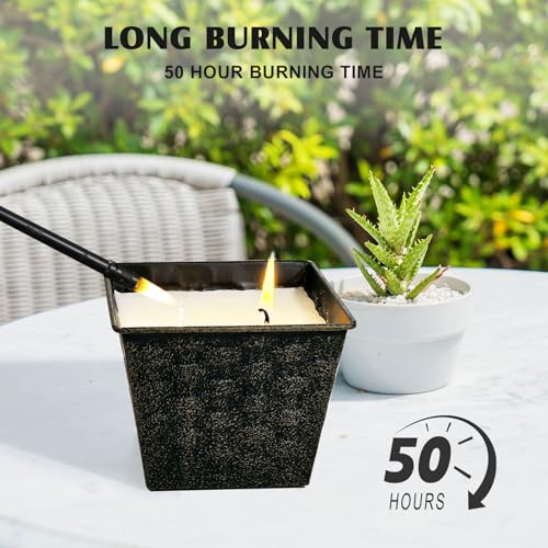 Citronella Candles Outdoor – 2 Pack, 12oz Each, Large Double-Wick Soy Wax Candles, 100-Hour Burn Time, for Patio, Camping, Backyard, Emergency & Survival