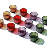 4 Colors Tealight Candle Holder Fall Decor, Set of 12 Glass Votives