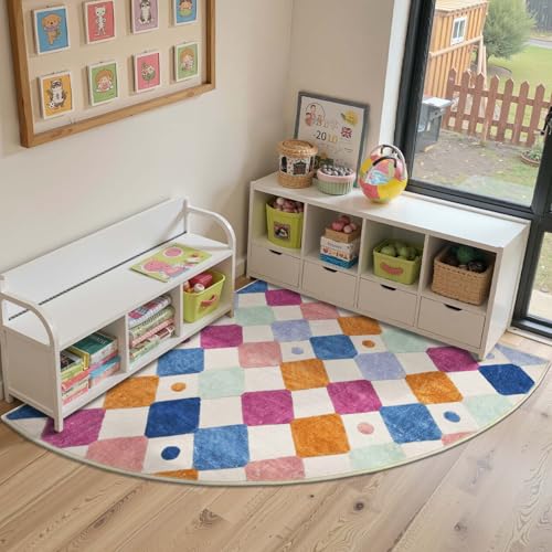 jinchan Corner Rug Washable Kids Rug Colorful Reading Nook Mat Berries