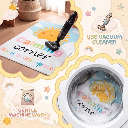 Tinideya 3.3 x 4 ft Calming Corner Classroom Rug Calm Down Reading Corner Safe Space Rug Soft Mental Health Floor Mat for School Home Living Bedroom Playroom Nursery