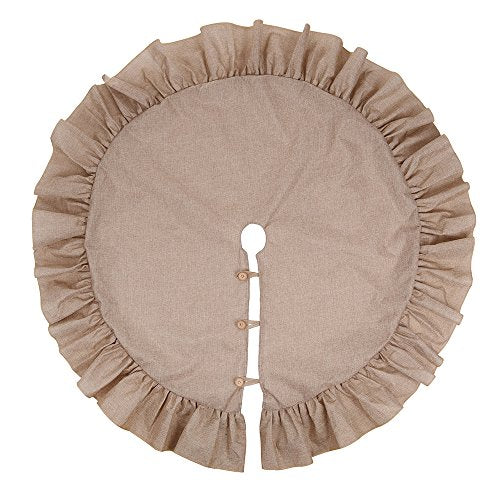 X.Sem 48'' Jute Burlap Christmas Tree Skirt with Ruffled Border Holiday Collection (Original)