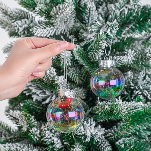 Funtery 24 Pcs Clear Plastic Ornaments for Crafts Iridescent Ornaments Ball Decoration 2.5-inch DIY Bubble Pot Cauldron DIY Witch Magic Pot Witch Cauldron Decoration (Iridescence Style)