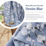 FMFUNCTEX 100% Blackout Floral Curtains for Bedroom, Blue Curtains 84 inches Long Blossom Flower Patterned for Living Room,Thermal Insulated Farmhouse Drapes, Grommet Top 2 Panels (White on Blue)