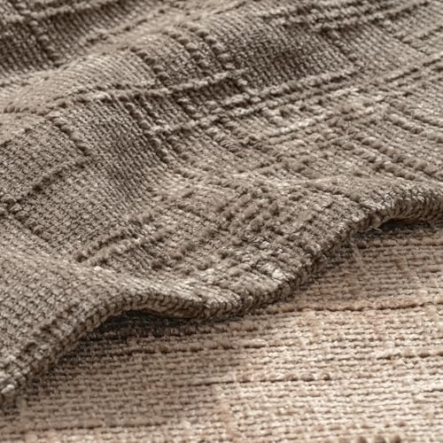 MIULEE Textured Throw Pillow Covers Thick Chenille Decorative Pillows Taupe Grey 18x18 Inch Set of 2 Modern Boho Farmhouse Home Decor Neutral Cushion Covers for Couch Sofa Living Room Bedroom