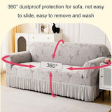 Stretch Sofa Cover, High Elastic Fabric 1 2 3 4 Seater Couch Slipcover, Machine Washable Sofa Cover Universal Non Slip Couch Cover with Skirt (F,1 Seater/35-55in)