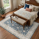 JINCHAN 6x9 Vintage Floral Area Rug, Washable Non Slip, Blue Beige