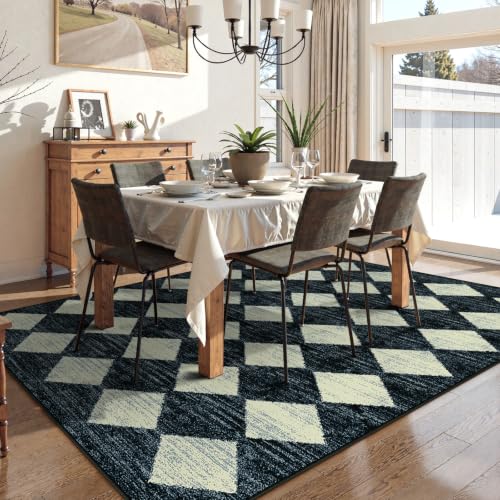 Lahome 6x9 Washable Area Rug Black Checkered Non Slip Living Room Carpet
