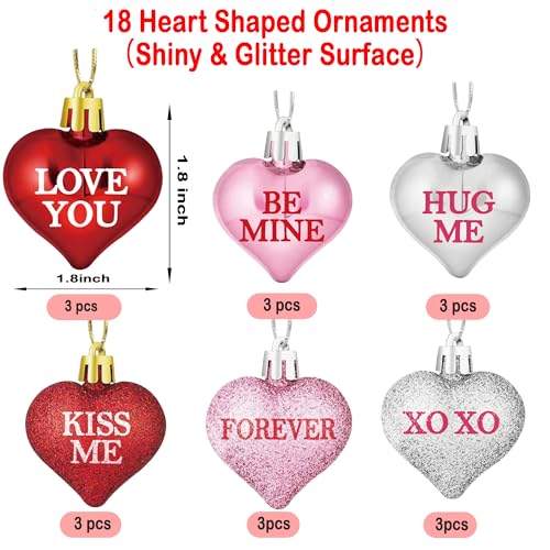 [Timer] Valentines Decor 24 Inch Valentines Decorations Lighted Tree with 18 Heart Ornaments, USB/Battery Operated Valentines Decor Tree Light, Valentines Decorations for Home Table Bedroom