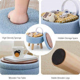 Wimarsbon Round Storage Ottoman,Footstool with Padded Seat and Wood Legs