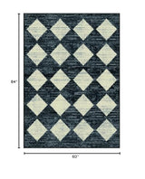 Lahome 5x7 Black Rug Checkered Non Slip Living Room Large Washable Area Rug