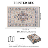 Boho Vintage Area Rug 6x9 Machine Washable Carpet, Orange Blue