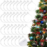 100 Pack Christmas Tree Ornaments Blanks - 4 Inch Clear Round Acrylic Flat Disc Ornaments Blanks Christmas DIY Crafts Transparent Circle Discs for Xmas Winter New Year Party Hanging Decorations