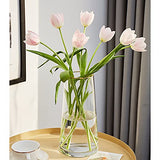 Clear Glass Flower Vase with Gold Mouth for Centerpieces Home Wedding Decoration (1, Large 5.2" x 9.9“)